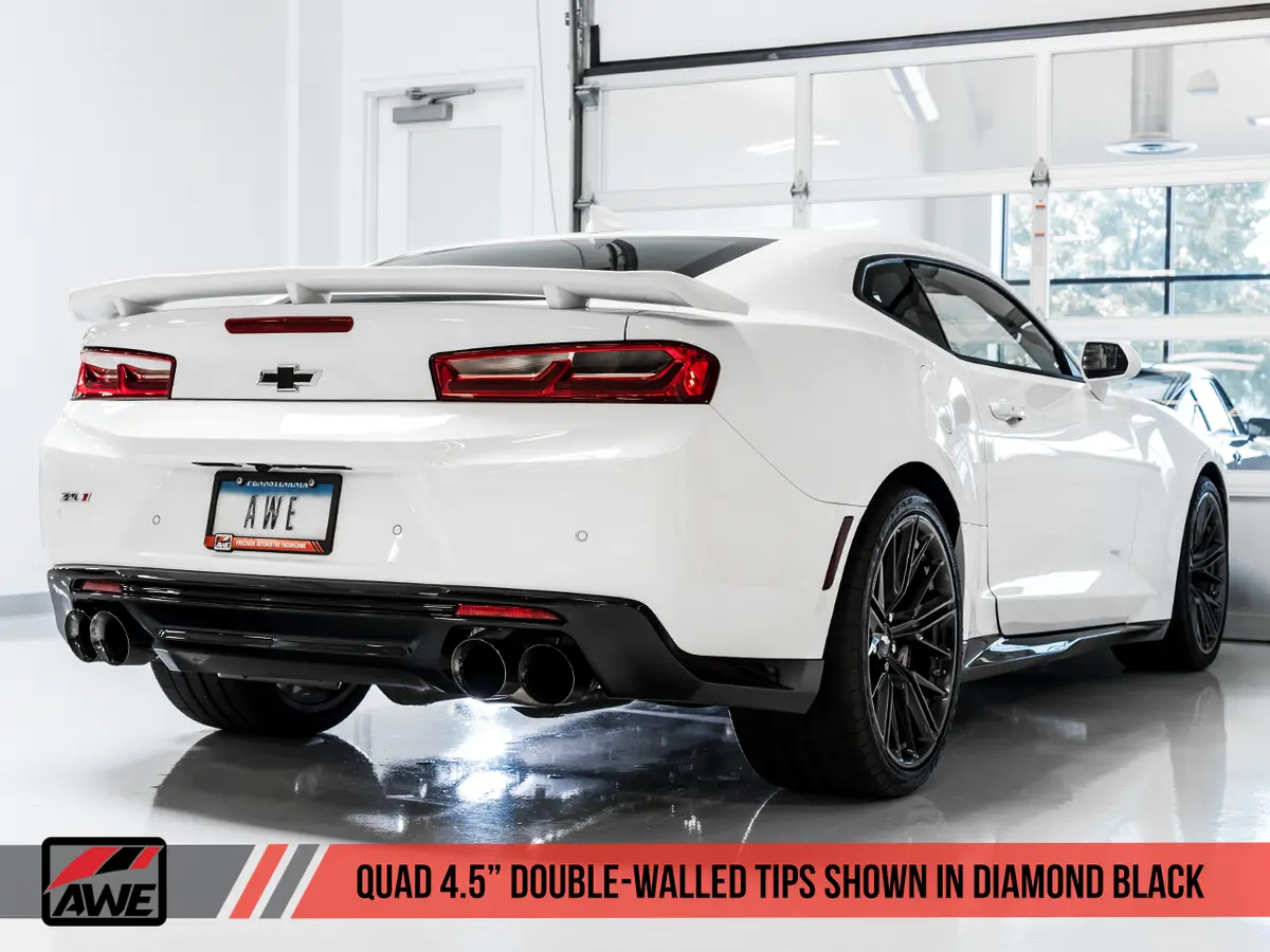 Awe: 2017-19 Chevrolet Camaro Ss | Zl1 - Touring Edition Catback Exhaust Resonated (Diamond Black Tips Quad Outlet) 1