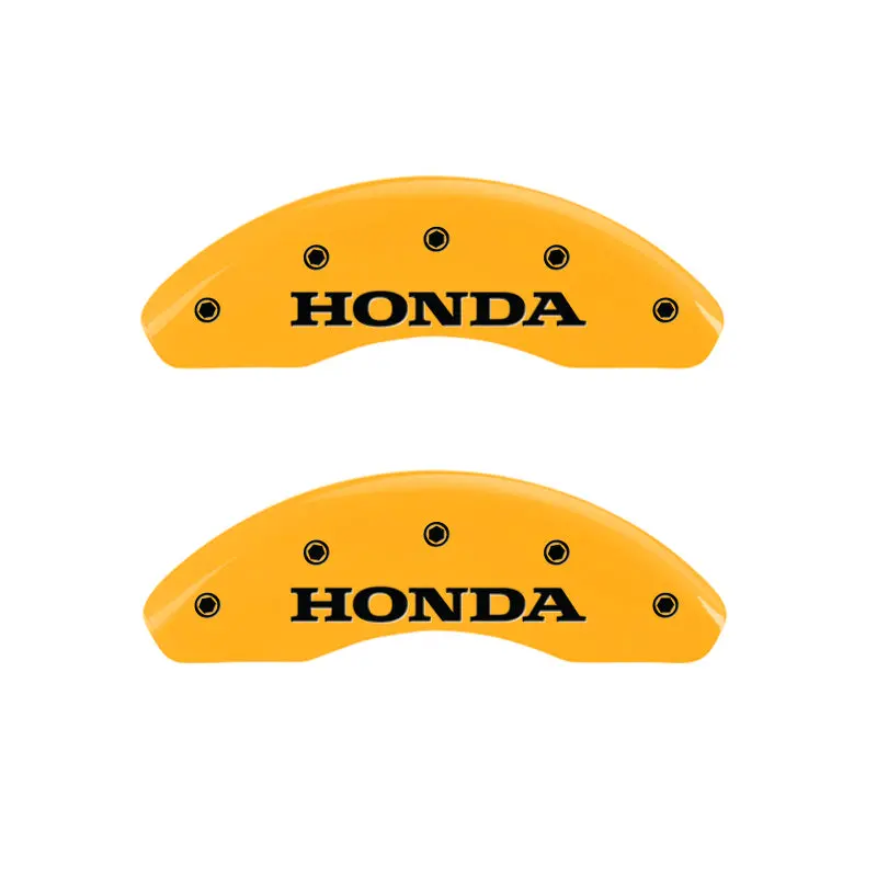 Mgp Engraved 4-Piston Caliper Covers – Front And Rear, Yellow Finish With Black Chrome Accents For Honda 1