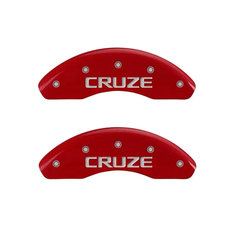 Mgp Engraved Front Caliper Covers For Chevrolet Cruze – Red Finish With Silver Accents 1