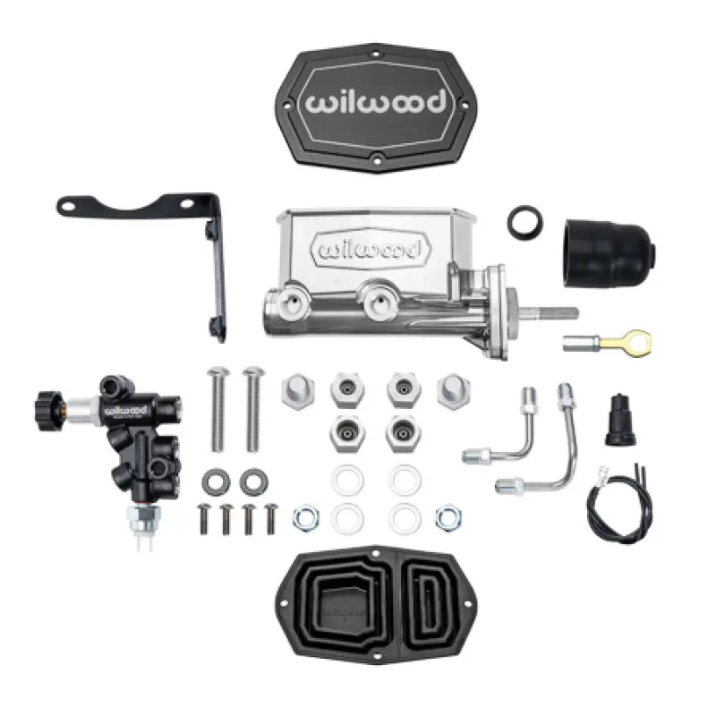 Wilwood Compact Tandem Master Cylinder — 1.00" Bore, Aluminum, Chrome P-Coat, Includes Bracket, Valve & Pushrod (Mopar Fit) 1