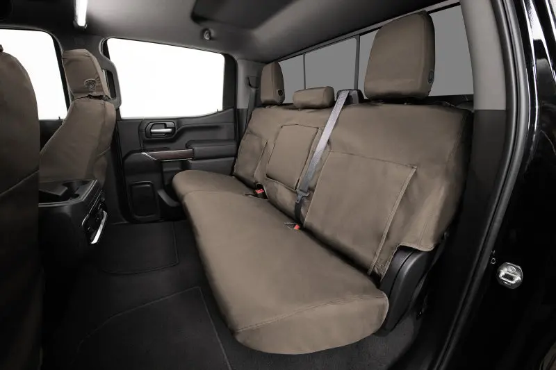 Covercraft Seatsaver Waterproof Polyester Seat Covers For 1999–2004 Ford Super Duty – Second Row, Taupe Color 1