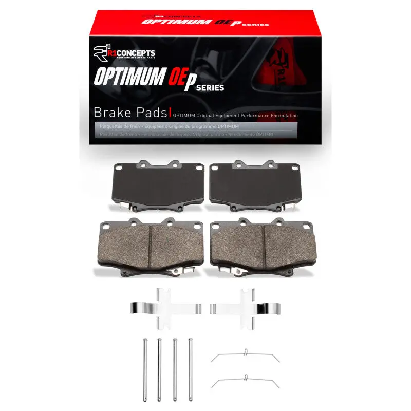 R1 Optimum Front Brake Pad & Hardware Kit For 1990–1992 Toyota Land Cruiser 1