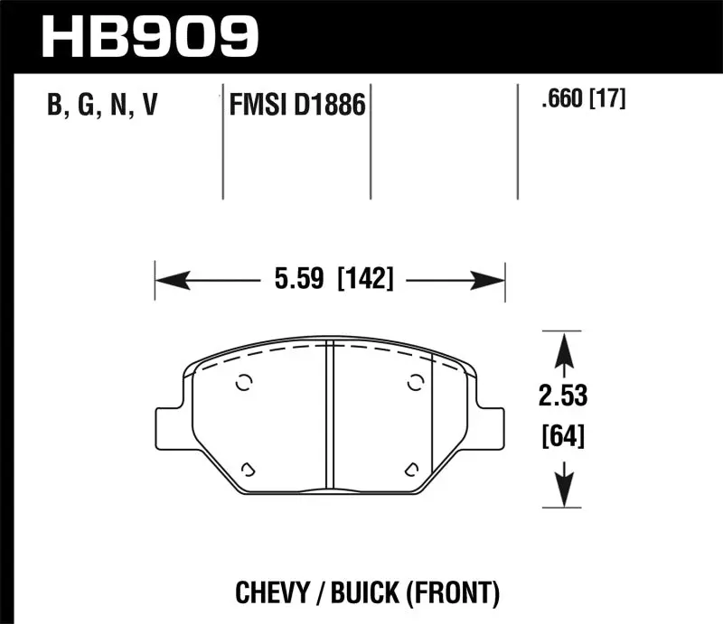 Hawk Hps Front Brake Pads For 2016–2018 Chevrolet Camaro Ss (5.0L V8) 1