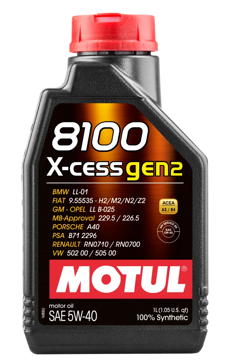 Motul 8100 X-Cess 5W-40 Synthetic Engine Oil – 1-Liter Bottle 1
