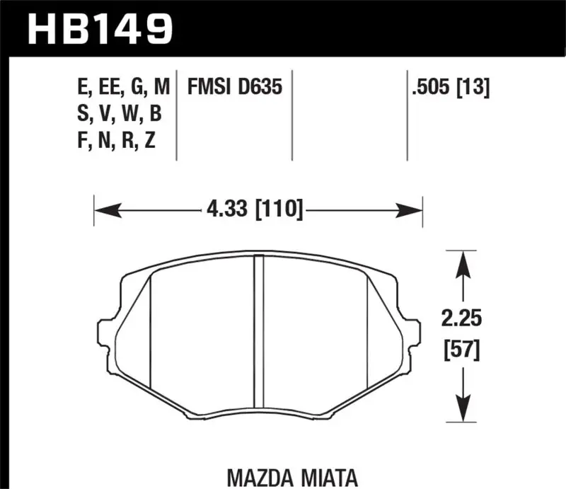 Hawk Hps 5.0 Front Brake Pads For 1994–1997 Mazda Mx-5 Miata 1