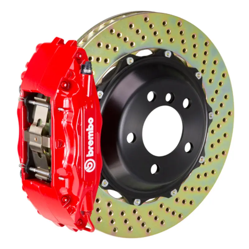Brembo Front Big Brake Kit For 1996–2001 Audi A4 & 1998–2004 A6 2.8L – 4-Piston Calipers With Drilled 332X32Mm Two-Piece Rotors (Red Finish) 1