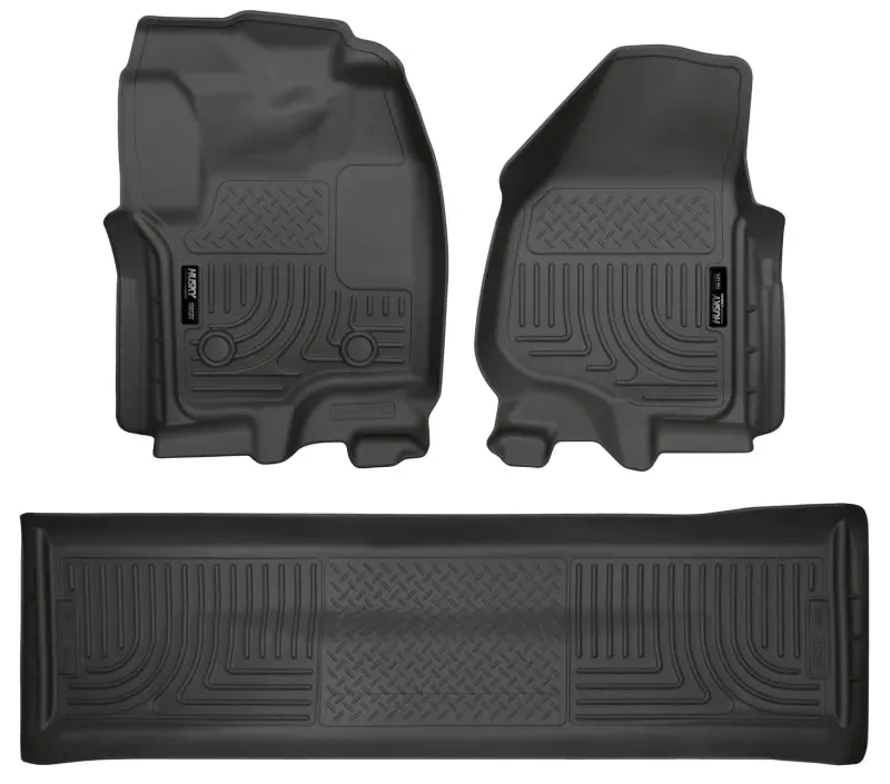 Husky Liners Weatherbeater Floor Liners – Black Combo Set For 2012.5 Ford Super Duty Crew Cab (Excludes Manual Transmission Models) 1