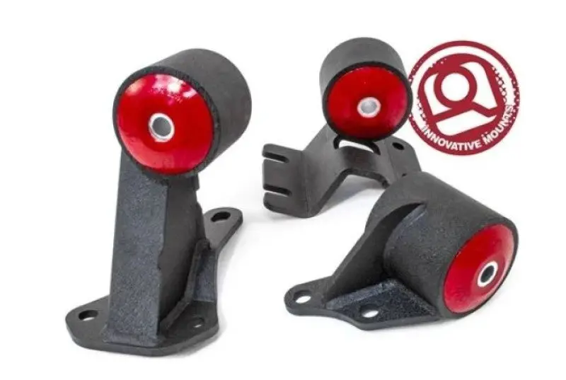 Innovative Black Steel Engine Mounts For 1990–1993 Acura Integra B-Series – 75A Bushings, Auto-To-Manual Cable Conversion 1