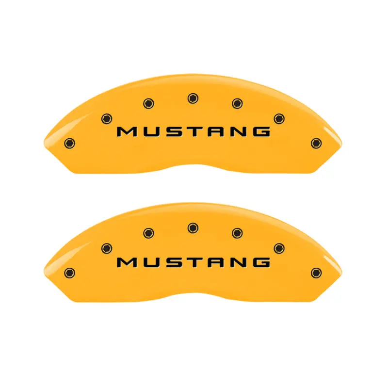 Mgp Engraved 4-Piston Caliper Covers For Ford Mustang – Front And Rear With Yellow Accents 2