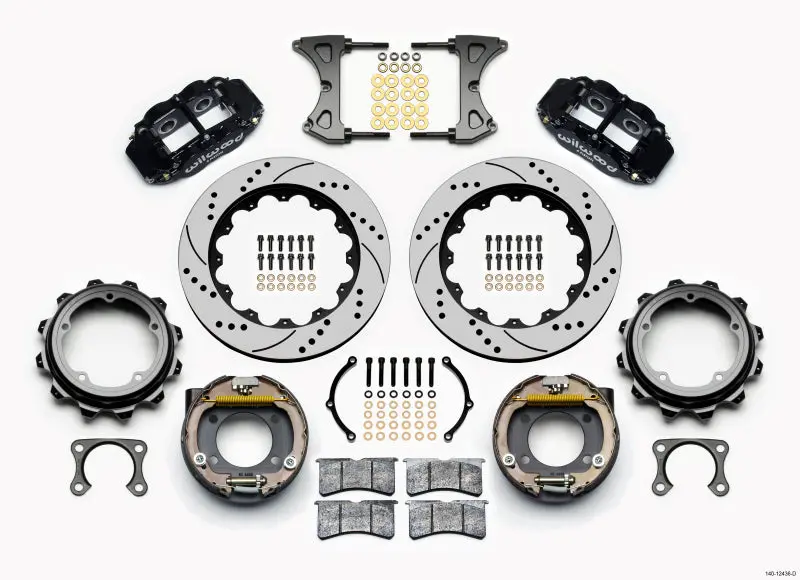 Wilwood Superlite 4R Rear Parking Brake Kit – 14" Drilled Rotors, Strange Engineering Floater, 3.49" Offset 1