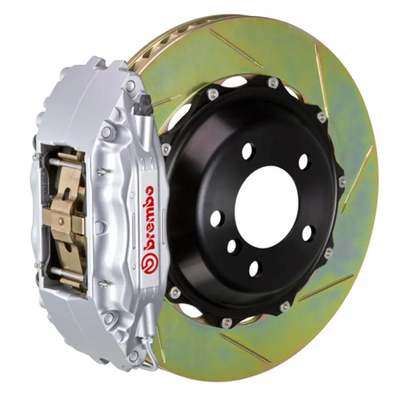 Brembo Front Brake Kit For 2005–2010 Vw Jetta Gli: 4-Piston Calipers, 355X32Mm Two-Piece Slotted Rotors (Silver) 1