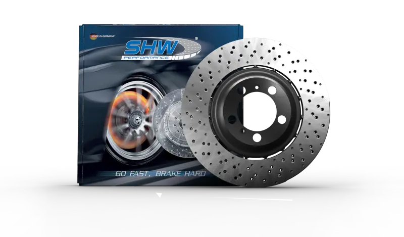 Shw Drilled & Dimpled Lightweight Front Brake Rotors For 2012–2013 Audi Tt Rs Quattro 2.5L (Oem Part #8J0615301K) 1